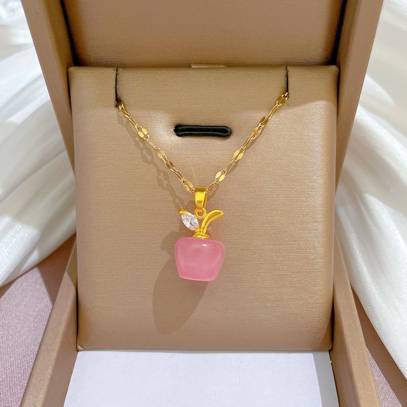 Auspicious Apple Opal With Diamonds Apple With Diamonds Christmas Flat An Night Flat An Fruit Necklace
