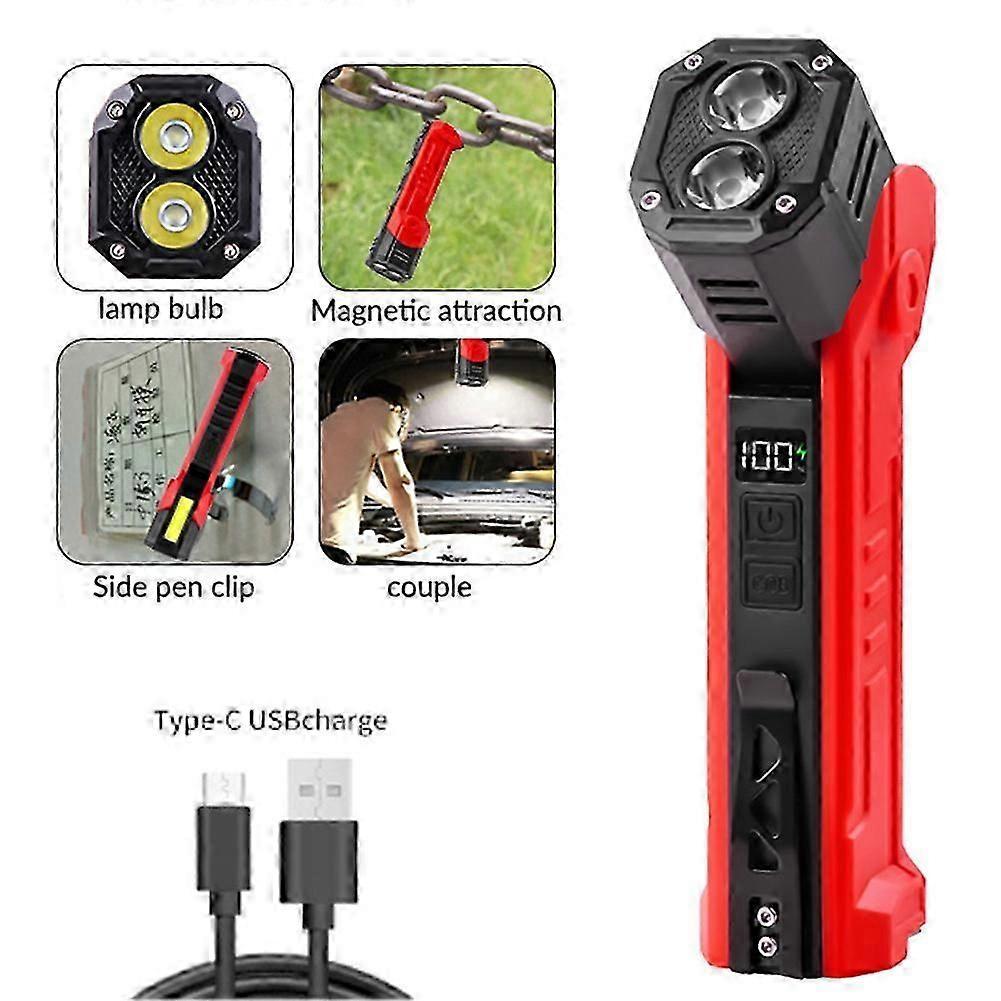 USB Rechargeable LED Work Light, XTE COBs LED Emergency Work Light, 180 Degree Rotate Flashlight with Power Banks Function