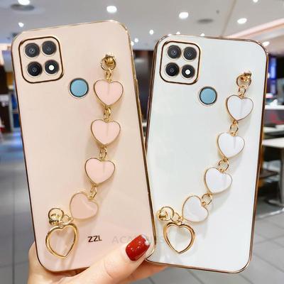 Custodia a catena per braccialetto a forma di cuore di amore placcatura di moda di lusso per Xiaomi Redmi 10C 9C NFC 10A copertura della fascia su Xiomi Redmi 9A T 9AT Redmi9c
