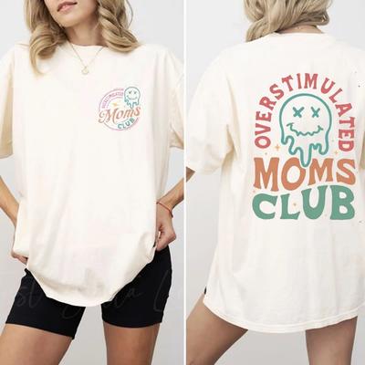 Overstimulated Moms Club T-shirt, Funny Mother's Day Tee, Retro Mom Life Shirt