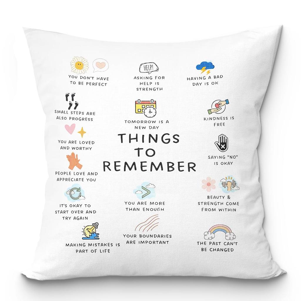 Inspirational Book Stack Pillowcase Motivational Quote Cushion Cover Mental Health Awareness Decor Soft Throw Pillow for