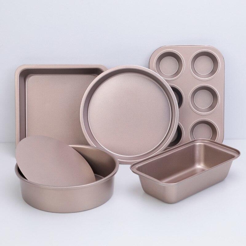 5 Pieces Cake Mould Carbon Steel Muffin Pizza Baking Cake Baking Cake Bread Cans Bread Maker Mould Kitchen Accessories | Cooking Kits
