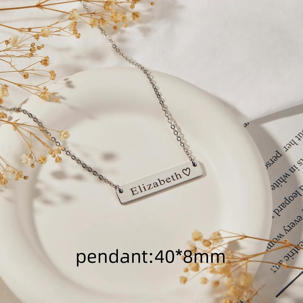 Custom Name Bar Necklace Engraved Message Necklace Gold Color Coordinates Engraved Bar Wedding Necklace Valentine's Day Gift
