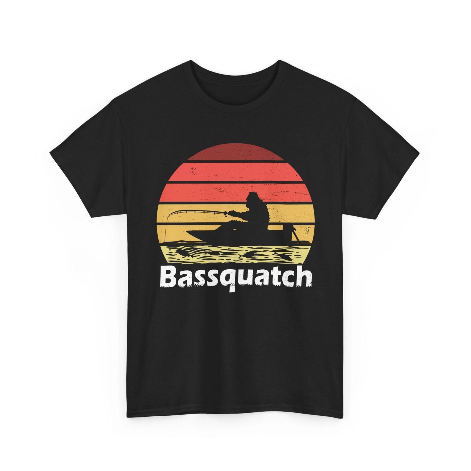 Bigfoot Fishing T shirt, Bassquatch Fishing Lovers Fisherman Men Dad Shirt 2XL