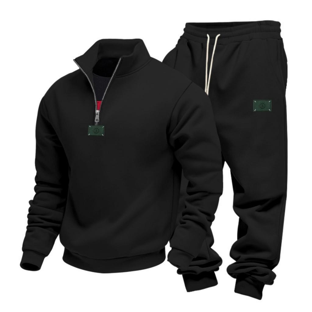 Men's Loose Casual Stand-up Collar Long-sleeved Casual Sweatpants Two-piece Set