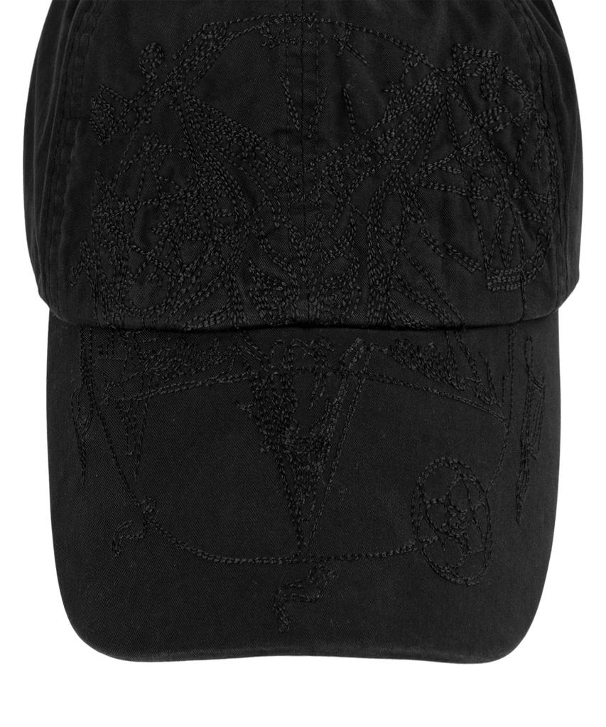 Emoseutaenseukeulleob Pentagram Embroidered Cap - Black