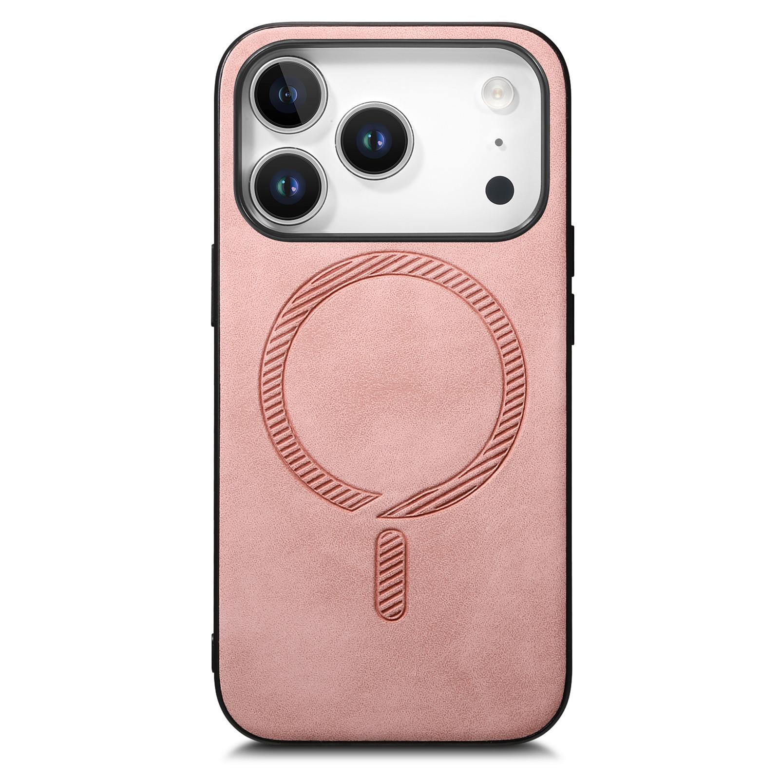 

For iPhone 17 Pro Max Leather Back Case Compatible with MagSafe Skin-touch Phone Cover