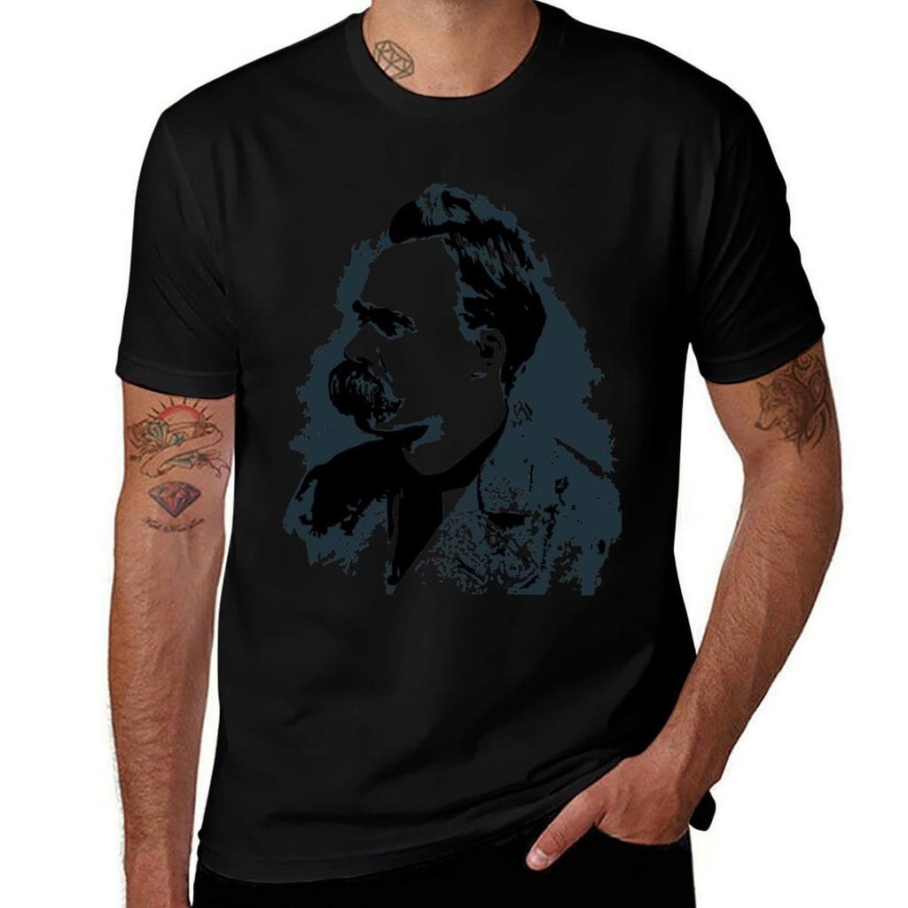 Friedrich Nietzsche Portrait Vector Drawing Tshirt Basic Lightweight Short Sleeve Tee Tshirt