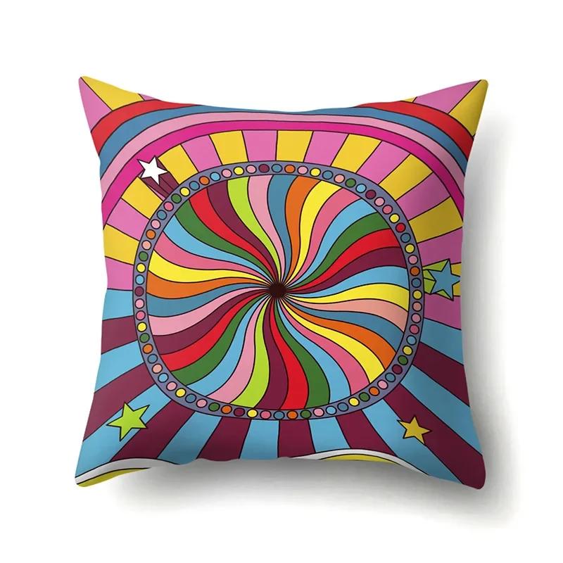 Mode Kissenbezug Cartoon Funda Cojin Sonnenaufgang Überwurfkissen für Schlafzimmer Regenbogen Kissenbezug Housse De Coussin Hogar