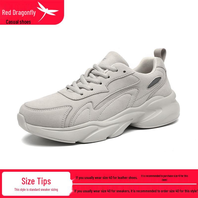 Red Dragonfly Men s Thick Sole Height-Increasing Casual Sneakers - Autumn 2024 Trendy Low Top Dad Shoes Size 40