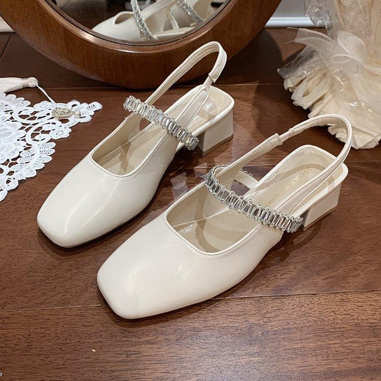 Beautiful Summer Skirt Square Heel Mary Jane Single Shoes New Bag Head Thick Heel High Heel Sandals Women