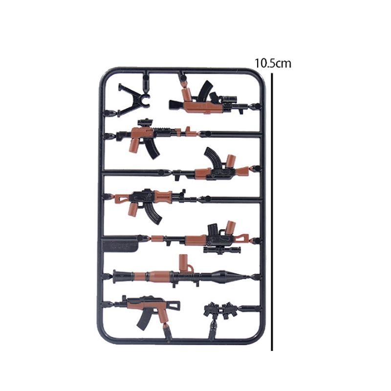 Vojáci Figurky Zbraně Stavebnice Pistole Poposha MP40 Puška AK74 Raketomet Kulka Plamenomet Hračky Dárek T051