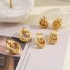Vintage Twist Round Earrings Set for Women 2025 Boho Metal Gold Color Dangle Earrings Geometric Fashion Zircon Trendy
