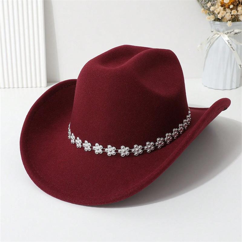 Western cowboy hat, high-quality woolen fabric, suitable for European and American festivals, parties, and stage performances, unisex, simple and