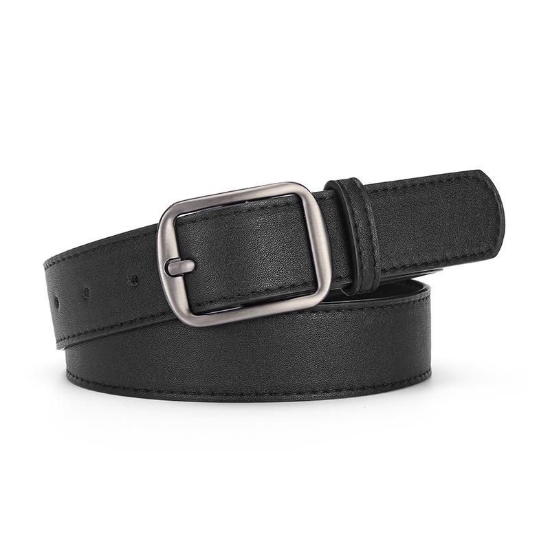 Versatile Matte Silver Korean-Style Leather Belt: Unisex, High-End Accessory for Jeans & Pants