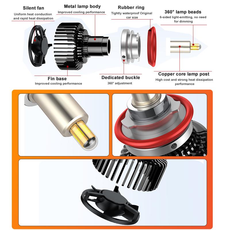 360° Led Car Headlight Bulb Super Bright Spotlight High Power 70W H1 H4 H7 Fast Start Auto Fog Lamps