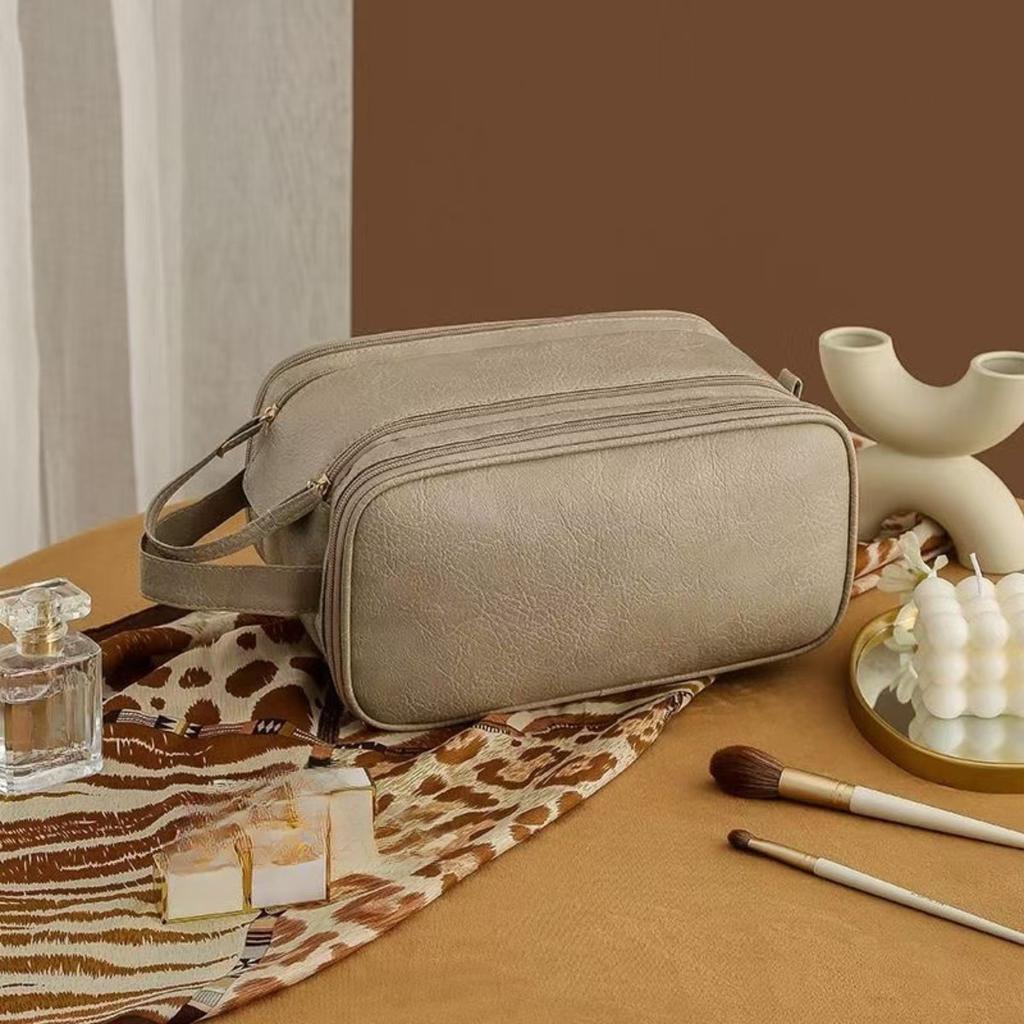 Damen Multifunktionale Make-up-Tasche - Große Kapazität Tragbare Reise Kosmetik Aufbewahrungsbox, Mit Pinsel- und Toilettenartikel-Aufbewahrungsfächern