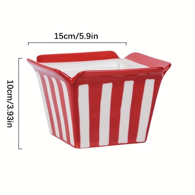 25.36oz Striped Cartoon Ceramic Snack Bucket, French Fry Popcorn Storage Bowl for Movie Night Home Decor