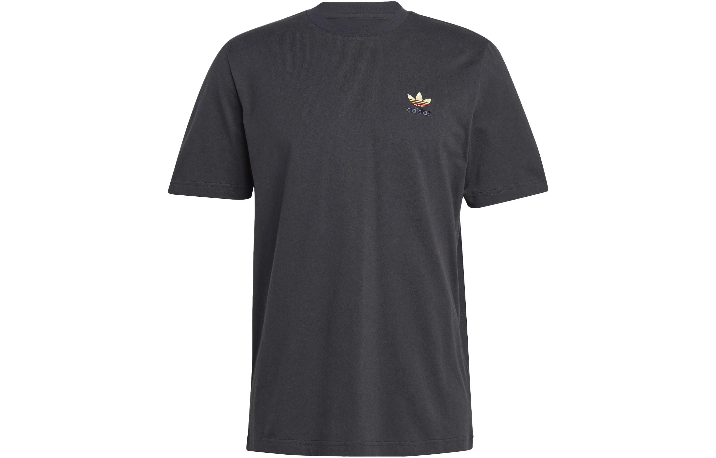 Adidas Originals T Shirts Men s Black Crew Neck Moderate Straight Fit IB1401 S