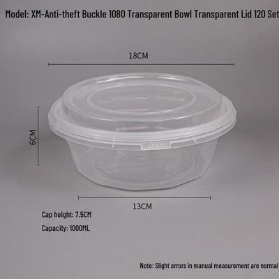 Bols ronds à emporter en plastique jetables avec couvercles