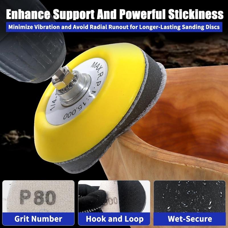133 PCS 3 inch 75mm silicon carbide water grinding back fleece sandpaper set 133 pieces sanding disc with sponge wool disc