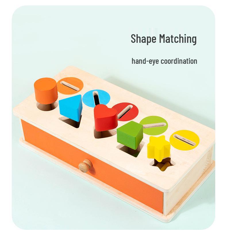 Montessori Early Education Coin Box with Color & Shape Matching Blocks - Educational Wooden Toy