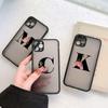 Black Letter Flower Matte Phone Case For iPhone 15 12 14 Pro Max Cases For iPhone 11 13 pro Back Cover fashion Shell Coque