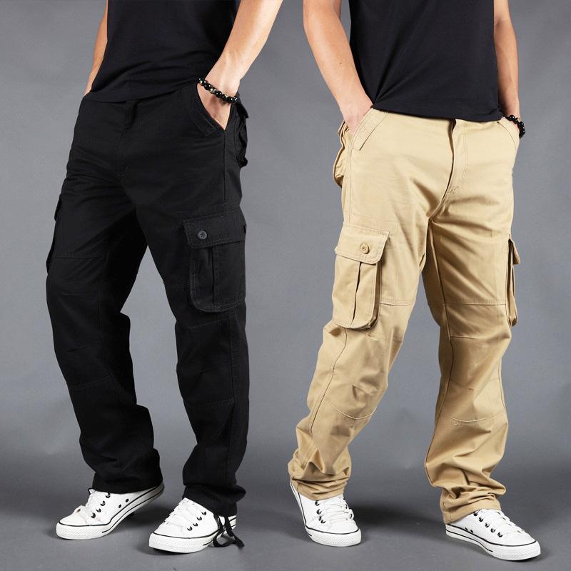 New Casual Trousers Multi-pocket Work Trousers Men's Loose Large Size Casual Trousers Spring and Autumn Thick Section Cotton Trousers