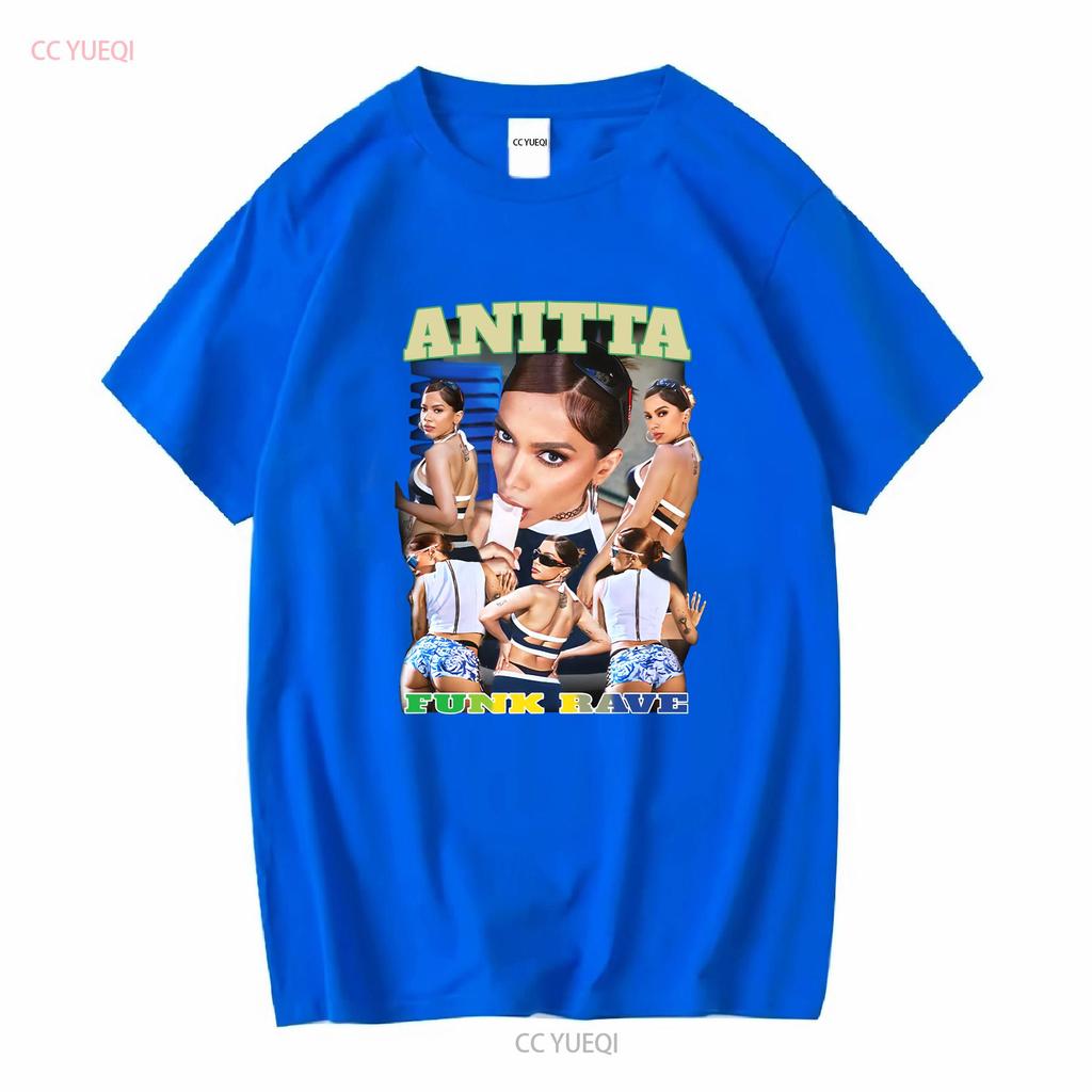Anitta Funk Rave Collage T-Shirt Rundhals Lässig Lange Oder Kurze Ärmel Vintage Gewaschen Unisex Bequem Herren Mode Weich
