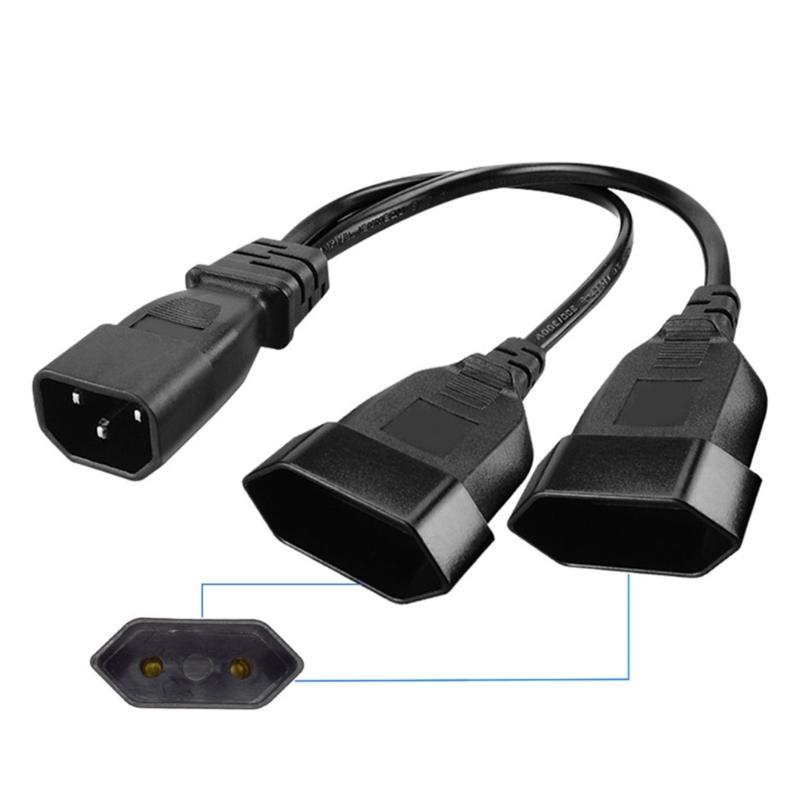 30cm PDU IEC320 C14 auf Doppel-EEU4.0mm Verlängerungskabel Y-Splitterkabel PVC Computeradapter Drahtleitung