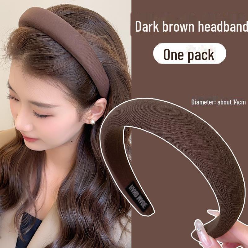 

Женская нескользящая повязка для волос с широким краем на осень/зиму: Универсальный аксессуар для умывания лица и укладки волос 1 piece темно-коричневого