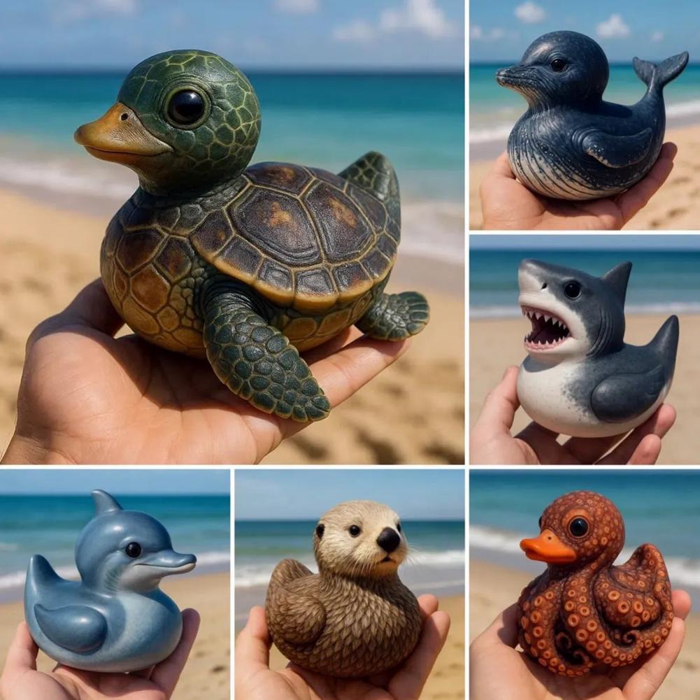 Sea Duck Ornament Sea Duck Figurine Sea Figurine Set for Home Office Decor Turtle Dolphin Whale Beaver Octopus Statues for Ocean