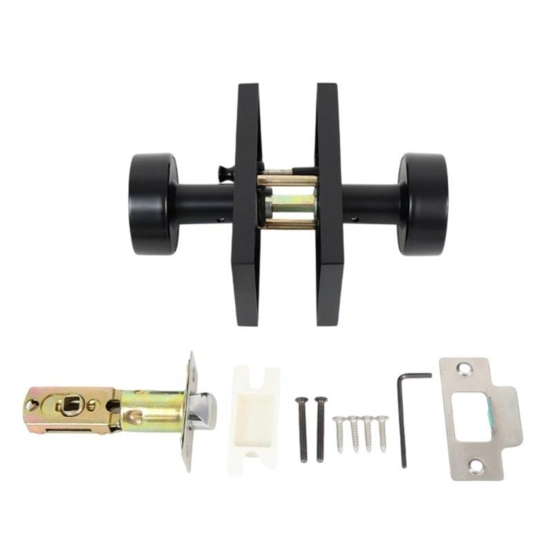 

Quick Installation Alloy Passage Door Handle Set Matte Finish Security Locks Includes Rotating Button Locking Mechanism чёрный