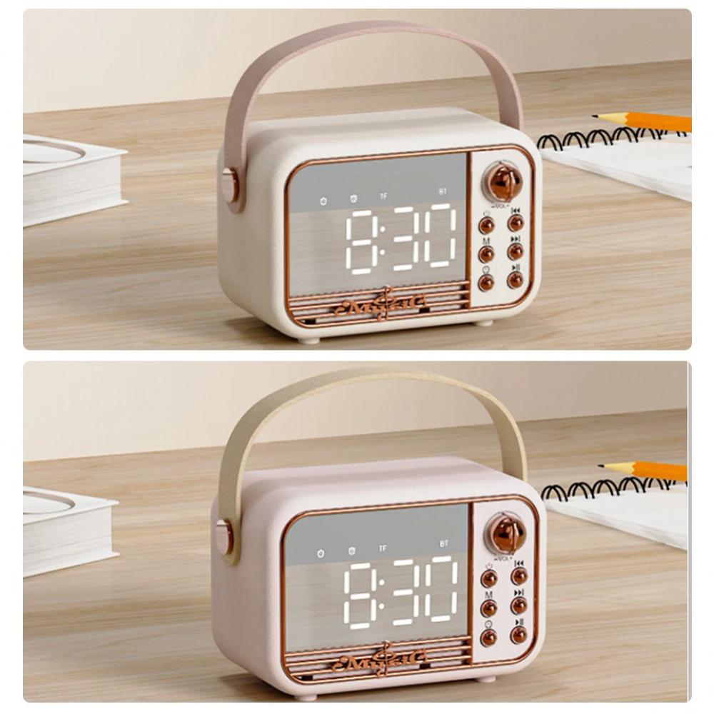 HIFI Wireless Portable Retro -compatible Speaker Alarm Clock Aux Stereo USB Loud Home Decor Aesthetic Gift