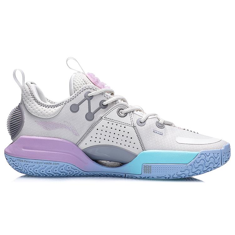 Li Ning All City 9 Basketball Shoes Men's Low Top Pearl White/Orchid Purple ABAU113-1