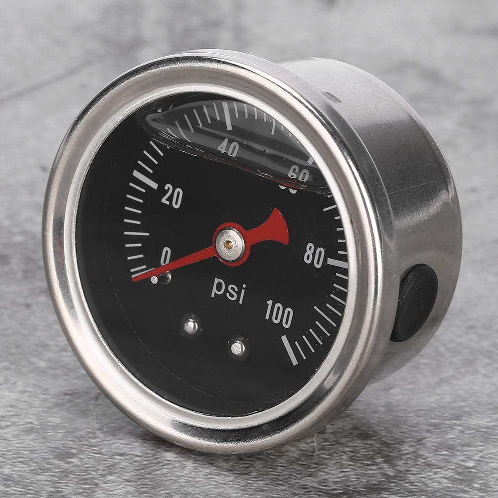 0 100 PSI Bar Universal Car Fuel Pressure Regulator Gauge Liquid Fill Fuel Oil Meter