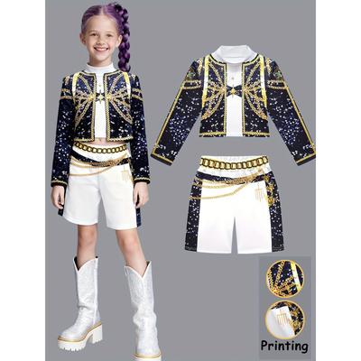 Demon Slayer K-POP Ster Rumi Mira Zoey Cosplay Kostuum Zoey Rumi Kinderen Performance Outfit Tweedelig Set