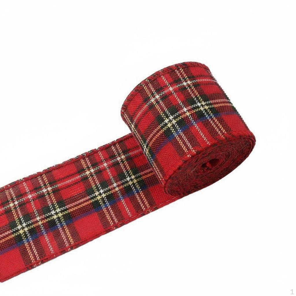 Christmas Burlap Ribbon Vintage Design Wired Plaid Easy To Shape for DIY Enthusiasts, Home