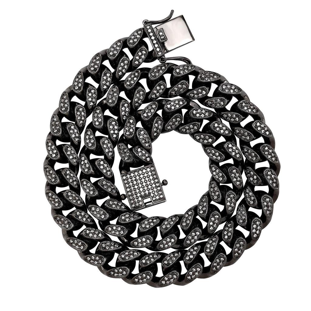 14mm 3D Zircon Hip-Hop Cuban Chain & Water Wave Bracelet for Men