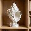 White Conch Shell Figurine, 3D Printed Nautical Coastal Tabletop Ornament for Living Room, TV Stand, Bookcase Shelf, Cabinet Decor