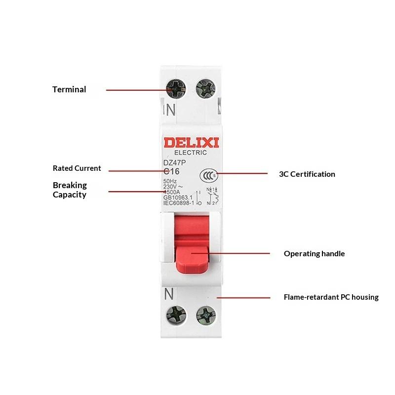 

1Pcs AC230V Overload Short Circuit Electronic Protection Residual Current Circuit Breaker Switch 1P Leakage Protector A9