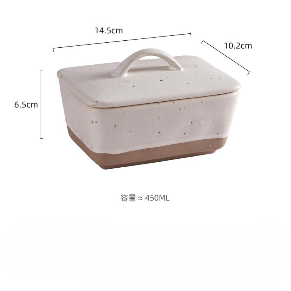 Vintage Ceramic Butter Box Butter Dish Square Cream Box with Lid Plate Multi Functional Cheese Storage Box Kitchen Accessories