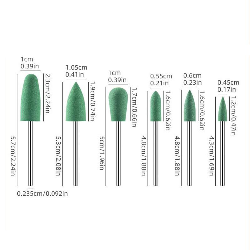 6Pcs Diamond Nail Drill Bit Rubber Manicure Drills Electric Rotary Milling Cutter Polishing Tools Nail Bits Salon Accessories