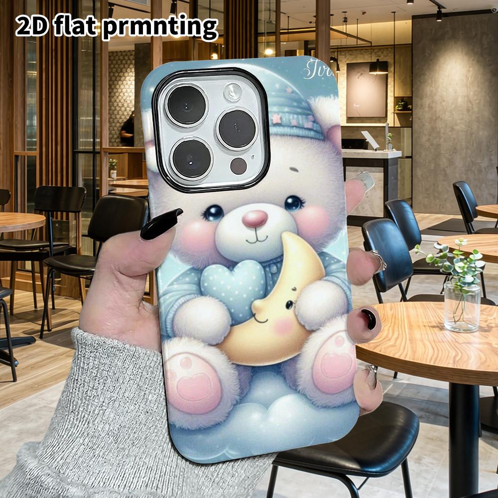 Phone Case: 2D Flat Suitable for iPhone 18 17 16 15 14 13 Pro Film Protective Case, Couple Style, Sleepy Little White Bear, Christmas and Halloween Gi