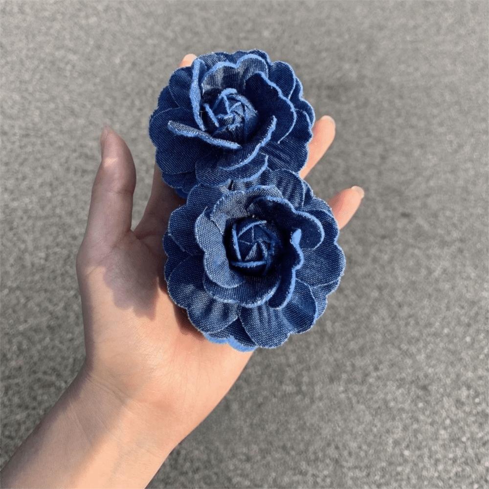 Korean Style Flower Banana Clips Camellia Floral Twisted Hair Clip Women Vertical Clip  Summer