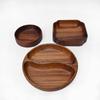 Round Wooden Grid Plate Universal Fruit Gossip Wooden Plate Simple Walnut Plate