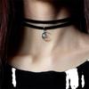 Personality Retro Double Layer Black Velvet Crescent Moon Spectrolite Pendant Necklace for Women Y2K Jewelry Accessories Gifts