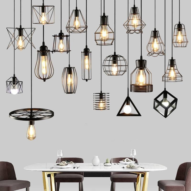 Chandelier Simple Fashion Retro Indoor Industrial Wind Bar Small Iron Lamps Cage