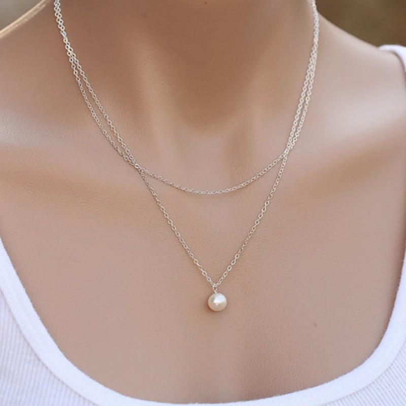 Ebay European and American New Models, Street Auction Simple Double-layer Pearl Necklace Neck Chain Collarbone Chain Wholesale Women