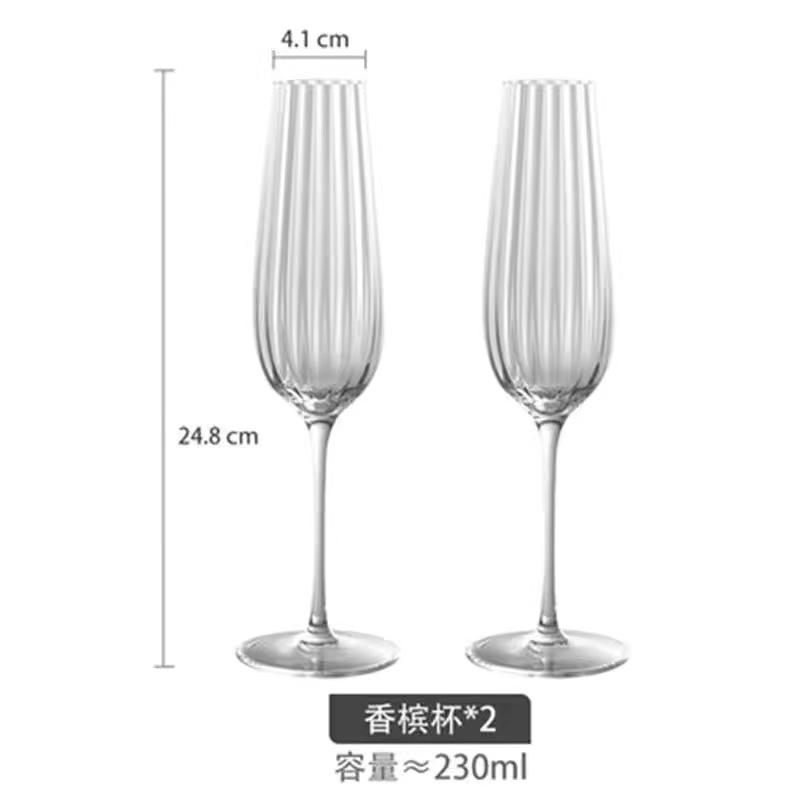 

Nordic Transparent Ripple Crystal Glass Househop Goblet Party Glass Champagne Cup Red Wine Glass Весільний кубок Різдвяні подарунки 2Pcs 230ml